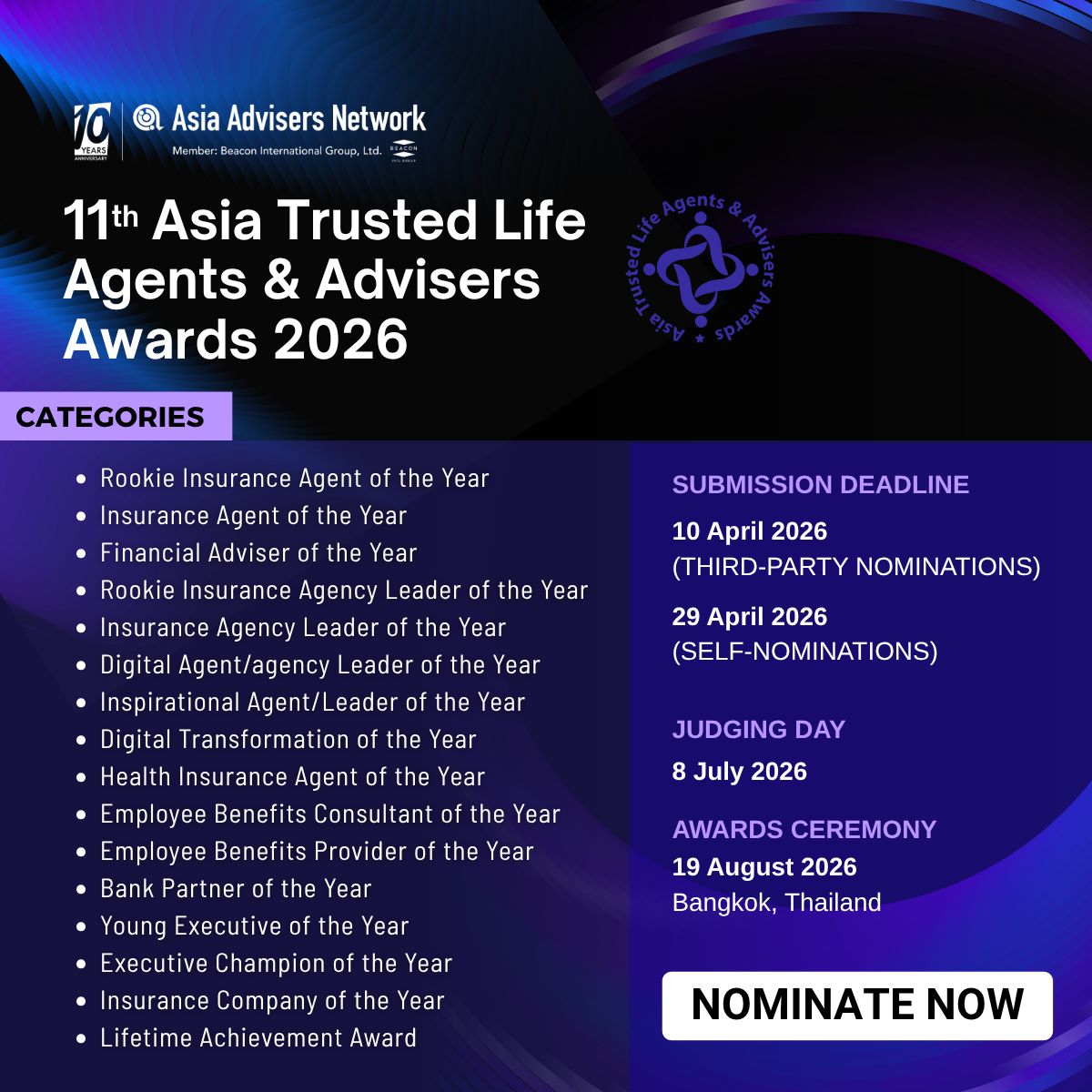 11th Asia Trusted Life Agents & Advisers Awards 2026